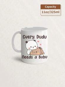 1pc Bubu Dudu Ceramic Coffee Mug - 11 Oz Reusable Novelty Cup, Machine Washable, Material, Multi-Purpose Love Forever Bear Design, Perfect Gift For Couples,Easter Cup For Wife,Husband Christmas,Valentine's Day,Birthday And Holiday Gift,Tea Cup,Boyfriend And Girlfriend,Summer And Winter Drinking Utensils,Perfect For Woman Sister Friend Boss Employee Co-Worker Great Office Mug Back To School