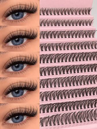 200 件 D 卷睫毛簇，8-16 毫米，假睫毛 10 排 30D 簇睫毛，单根睫毛，自然外观和轻盈睫毛，睫毛延长，易化妆睫毛，DIY 分段睫毛，浓密而引人注目的睫毛，分段睫毛