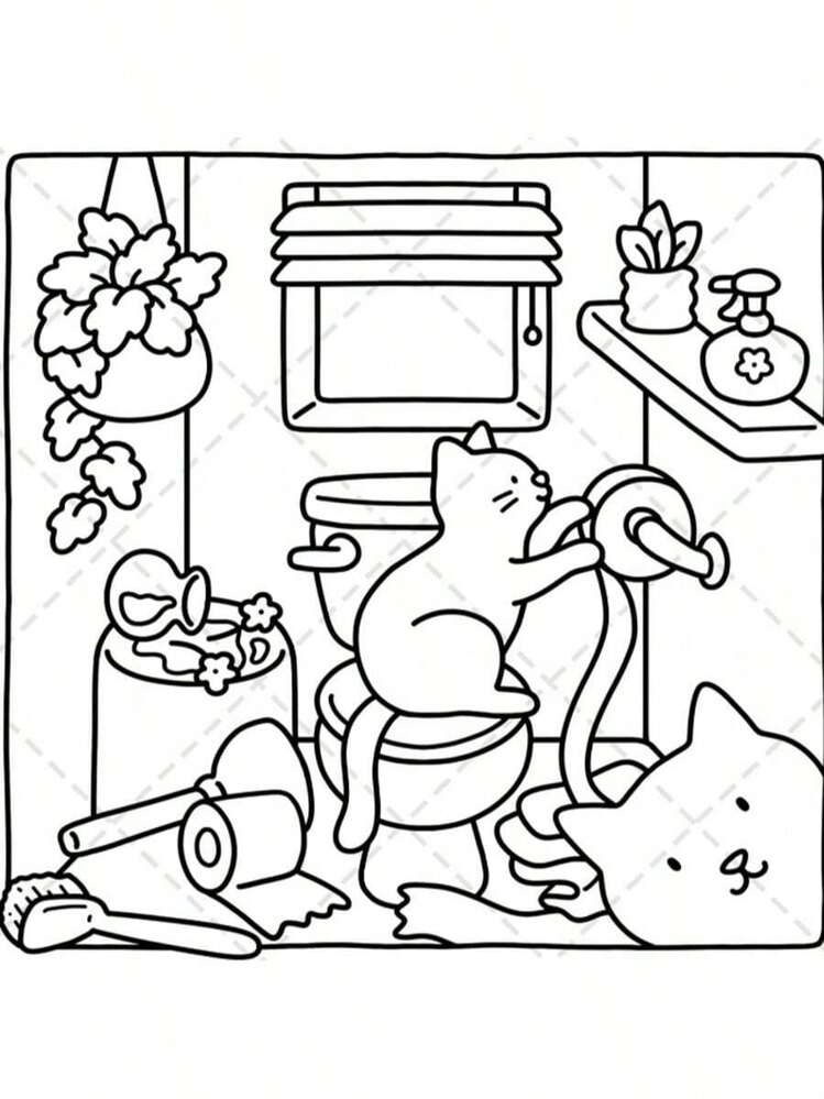 1pc 42page CAT MOMENTS:Coco Coloring Book For Adults And Teens,Colouring Books Super Cute Designs Of Cozy,Coloring Books Hygge Spaces For Relaxation (Cozy Spaces Coloring) .Colouring Books Release Emotions And Relieve Anxiety | Ideal Gift For Holidays And Special Occasions - Multicolor - View 8