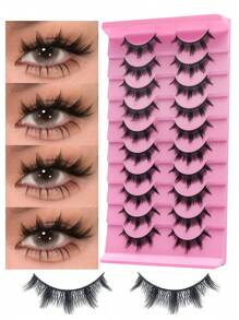 10 pares de pestañas de cómic Pestañas falsas naturales transparentes y dispersas Herramientas de maquillaje para juegos de roles Herramientas esenciales para viajes, belleza, maquillaje, encanto y elegancia