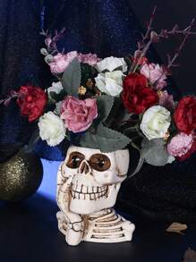 1pc Resin Skull Shaped Creative Flower Pot, Suitable For Garden And Home Plants, Home Decor Indoor Planting Supplies, Green Plant Pot, Gardening, Angel Decor, Plant Pot, Garden, Flower Pot, Garden Decor, Vase Decor