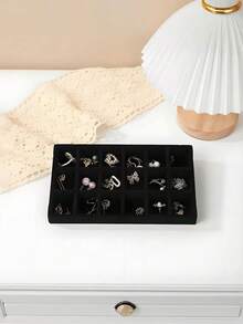 9/1 Pc, Black Velvet Jewelry Tray, Large Capacity Jewelry Storage Box With Separate Compartments, Stackable Jewelry Display Stand For Earrings, Necklaces, Bracelets, Rings, Hairpins, Hair Bands, Etc. - Black Tray - View 27