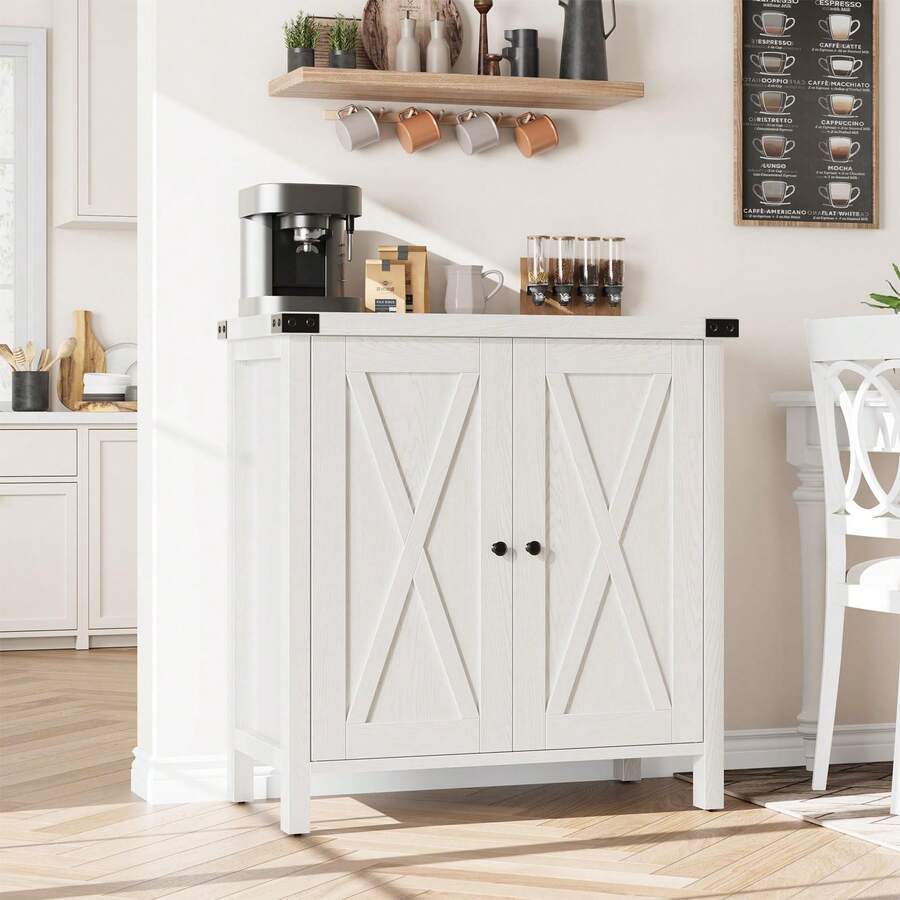 Credenza in stile rustico, piccolo mobiletto portaoggetti con 2 ante e ripiano regolabile, mobiletto consolle decorativo per ingresso, soggiorno, sala da pranzo
