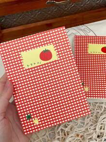 50 Blatt/100 Seiten süßes Tomaten Blanko Notizbuch, mini tragbarer Memo Block, Skizzenbuch, Tagebuch, Schulmaterial, Schulanfang