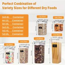 THELIFE Set Di 15 Contenitori Per Alimenti Ermetici Per Organizzare Cucina E Dispensa, Senza Bpa, Barattoli In Plastica Con Coperchio, Perfetti Per Cereali, Farina E Zucchero - Etichette Bonus, Marcature - Lavabile In Lavastoviglie