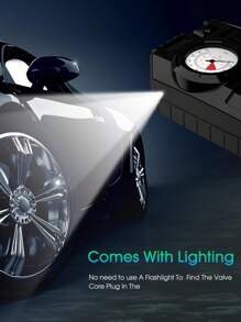 CARSUN Gonfiatore di pneumatici portatile - Accessori auto, funzione di gonfiaggio rapido per pneumatici auto, compressore d'aria per pneumatici auto 150 PSI, senza batterie richieste, con luci LED, per auto/moto/bicicletta/palloni/salvataggio, accessorio indispensabile per auto, regalo