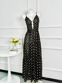 Mono de una pieza sin mangas con estampado de lunares, vestido de verano sexy
