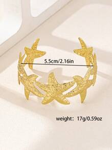 1pc Fashionable Minimalist Metallic Sea Star Linked Adjustable Bangle Bracelet For Women