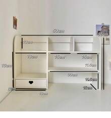 多層収納棚 収納 テーブル大容量のメイクアイテム&小物ホルダー 収納棚 本棚の簡易机の上で学生 - ホワイト - チェックする 2