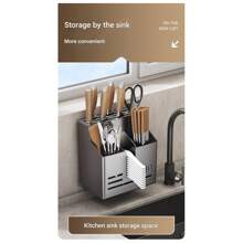 Kitchen Knife Block Utensil Holder Modern Utensil Hanger Organizer With Detachable Tray For Home