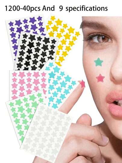 1200/480/240/40 Piezas de Pegatinas de Estrellas, Pegatinas de Decoración de Halloween y Navidad, Pegatinas de Estrellas Coloridas para Decoración de Fiestas, Decoración de Fotos de Vacaciones, Pegatinas de Decoración Facial (Solo para Decoración, No para Maquillaje), Maquillaje, Barato, Decoración de Habitación, Tocador, Viaje, Dormitorio, Accesorios de Maquillaje