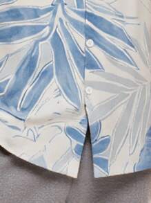 Men's Retro Old Money Style Digital Print Summer Short-Sleeved Shirt Fashionable Casual Versatile