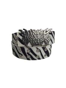 Vintage Leopard Print Dual Exhaust Hole Men's Belt, Punk Rock Cyber Flame Cowboy Elements, Versatile For Sweatshirt, Jeans, Suitable For Daily And Holidays