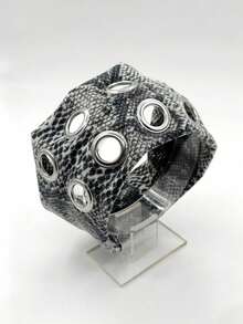 1 pieza Diadema elástica hueca de tela con ojales metálicos de estilo punk personalizada para mujer, accesorio de cabello casual y deportivo para otoño e invierno, accesorio de cabello para mujer para atuendos de vacaciones - Multicolor - Ver 11