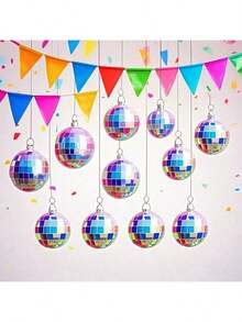 Mirror Disco Balls Ornament Mardi Gras Mini Small Disco Ball Hanging Decorations Reflective Ball For 70s Disco Themed Party Tree Birthday Wedding All Saints' Day Christmas Supplies - Multicolor - View 3