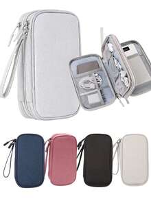 1pc Multifunctional Makeup Bag, Electronics Organizer Bag, Data Cable, Headphone, Hard Disk, Power Adapter, Digital Accessories Storage Bag, Portable Travel Electronic Product Storage Pouch, Suitable For External Hard Drive, Power Bank, Earphones, Chargers, Phone Cases, Wireless Earphones, Bluetooth Earphones, Earbuds, Applicable For Business, Travel, School, College, Office, School Supplies, School Accessories, Back To School, College Students - Multicolor - View 1