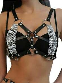 Biancheria intima in pelle sexy con cinghie da donna, con spalline in PU - accessorio perfetto per costumi di coppia, giochi di ruolo, performance nei bar