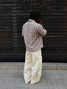 Men's Checker Pattern Heart Pocket Short Sleeve Button-Down Shirt, Summer - Multicolor - View 2