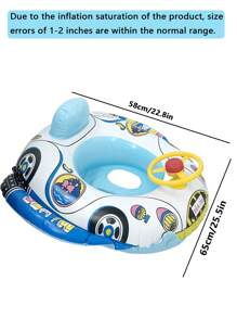 1 pieza Asiento inflable para piscina para niños, Anillo de natación flotante y lindo con forma de asiento, Piscina para niños, Anillo de natación inflable con forma de auto/barco para bañera, Anillo flotante debajo del brazo, Chaleco salvavidas de natación de verano con volante, Rosa/Azul