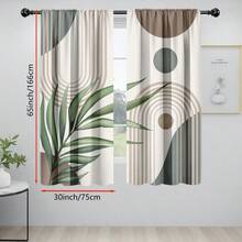 2pcs Modern Geometric Pattern Printed Curtains. Rod Pocket Design. Suitable For Bedroom, Living Room, Study, Studio And Other Spaces. Infuse A Minimalist And Fashionable Atmosphere Into Your Home. High-Quality Decor To Enhance The Ambiance Of Your Space. - Multicolor - View 7