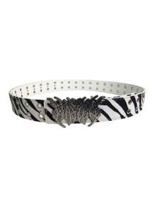 Vintage Leopard Print Dual Exhaust Hole Men's Belt, Punk Rock Cyber Flame Cowboy Elements, Versatile For Sweatshirt, Jeans, Suitable For Daily And Holidays