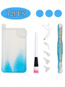 Diamond Painting Tray Art Kit, Gradient Color Tray Combination, Including Brush, Glue Clay And Glitter Resin Dot Diamond Pen