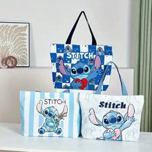 Disney 1pc Disney Official Authorized Large Capacity Canvas Tote Bag, Fixed Shoulder Strap, Wide Opening Design, Suitable For Daily Use, Large Storage Capacity, School Supplies,Back To School