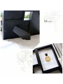 4-Grid 6-Inch Photo Frame Combination, Retro American Style Black & White Wall-Mount Or Stand Picture Frame, Baby Photo Album, Premium Glass Picture Frame, Small Gift