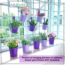 Railing Planter 10 Pack, 6 Inch Hanging Flower Pot Black, Outdoor Large Metal Iron Fence Bucket, Balcony Garden Wall Deck Porch Patio Rail Decor Hanger Hook Farmhouse Balcony 6'''' (15cm) - Purple - View 5