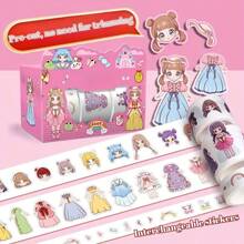 1 Box, 3 Rolls Dress-Up Stickers For Girls, DIY Decor Stickers, Cartoon Character Costume Stickers, Fashion Party,School Supplies,Back To School