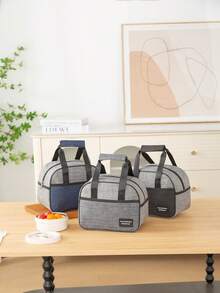 1pc Upgraded Cationic Insulated Bag, Oxford Cloth Material Waterproof Wear-Resistant Thick Aluminum Foil Insulation Bag, Outdoor Picnic Bag, Office Worker/Student Convenient Handheld Lunch Box, Unisex Design - Black - View 5