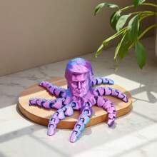 Juguete antiestrés con forma de pulpo gigante - rosa, diseño impreso en 3D con calavera calva, elemento de colección de decoración de escritorio creativa con articulaciones