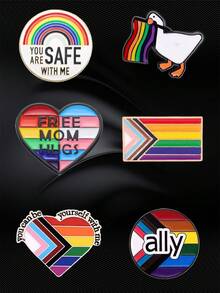Set de 1/6 piezas de alfileres de solapa del Orgullo LGBTQ+ "Tú y yo estamos aquí", broches de joyería, diseño de corazón arcoíris personalizado para lesbianas, gays, transgénero y aliados, adecuado para ropa, camisas, corbatas, solapas de trajes, chaquetas, mochilas, accesorios escolares y de oficina, regalo de Navidad y Halloween - Multicolor - Ver 11