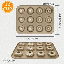 Stampi per ciambelle, teglie antiaderenti per ciambelle in acciaio al carbonio da 12 cavità, design a 4 forme, teglia da forno per torte, biscotti, bagel, muffin