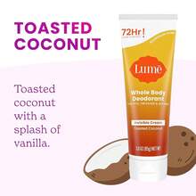 Lume Whole Body Deodorant - Tube - 72 Hour Odor Control - Aluminum, Baking Soda, Skin  - 3.0 Ounce (Toasted Coconut) - Dừa nướng và bột mềm - Xem 7