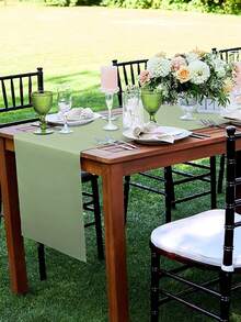 2pcs/4pcs/10pcs 30*275cm Satin Table Cloth, Sage Green/Dark Green Silk Tablecloth, Suitable For Rectangular/Round Dining Tables, Wedding/Party