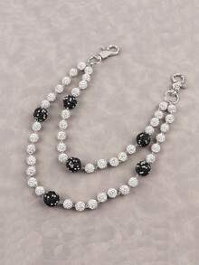 1 Stück modische Straßen Hip-Hop künstliche Kristall Strass Kugel Doppelschicht Taillenkette, handgemachte Körperkette für Männer und Frauen, geeignet für den täglichen Gebrauch