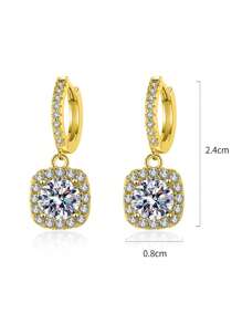 2pcs Luxury 925 Sterling Silver 1 Carat Moissanite Earrings, Suitable For Women's Daily Wear, Party, Vacation, Valentine's Day, Mother's Day, Wedding Anniversary, Women's Jewelry Gift