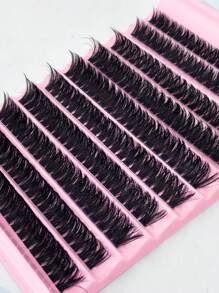 Kit de 200 penachos de pestañas individuales en 10 filas, D curl 80D de 8-16mm, aspecto natural, extra espeso y esponjoso, reutilizable, para extensión de pestañas individuales para uso propio en casa, de diario, boda, citas, fiestas, viajes y días de primavera