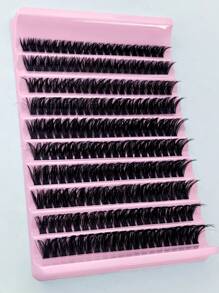 Kit de 200 penachos de pestañas individuales en 10 filas, D curl 80D de 8-16mm, aspecto natural, extra espeso y esponjoso, reutilizable, para extensión de pestañas individuales para uso propio en casa, de diario, boda, citas, fiestas, viajes y días de primavera