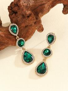 1 Pair Boho Rhinestone Embellished Fashion Versatile Popular Earrings, Suitable For Women Everyday Wear And Party