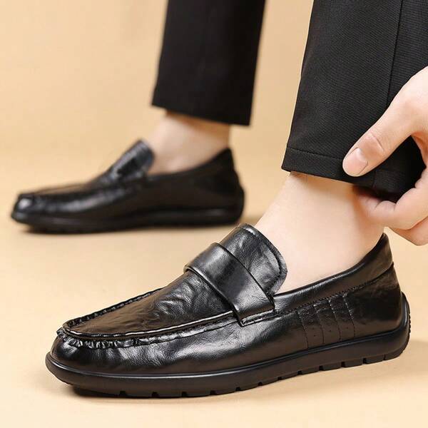 Mocasines casuales de hombre con suela blanda, de piel suave, ligeros, de estilo business, antideslizantes