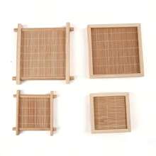 1 Pack Summer Hamster Cooling Pad, Guinea Pig & Teddy Plush Ice Bed, Bamboo Woven Square Small Pet Mat, Soft & Breathable, No-Assembly, For Small Pets