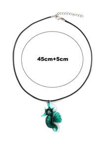 1pc Multicolor Hand-Painted Glazed Ceramic Marine Life Seahorse Pendant Necklace, Suitable For Daily Wear, Beach Vacation, Parties, And Romantic Gift For Valentine's Day