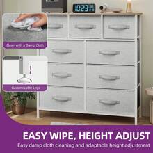 Wide Chest Of Drawers With 9 Drawers, Fabric Dressers With Easy Pull Handle,Sturdy Steel Frame,Storage Drawers For Bedroom, Kids Room, Closet, Clothes - Grey - View 9
