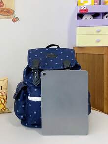 1pc Fashionable Contrast Dot Print Backpack, Versatile Daily Use Rucksack, No Pendant - A - View 9