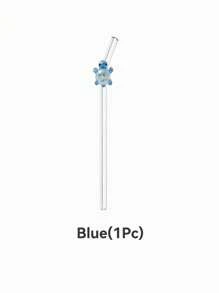1 pièce/1 set de paille en verre design de dessin animé coloré tortue, paille en verre réutilisable coudée, pour smoothies, lait thé, jus, cocktails, boissons froides, café, fournitures de fête, camping/voyage/été/vacances/cuisine, fournitures scolaires