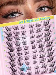 60Pcs D Curl Natural Eyelash Extension Kit, DIY Eyelash Volume Wispy 3D Cat Eye Lash Clusters C/D Curl Individual Lashes Set, Natural Lashes - D - View 2