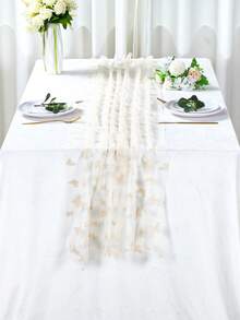1pc Butterfly Mesh Table Runner, Double-Sided Sheer Table Cloth, Chiffon Thin Gauze Table Cloth, Suitable For Birthday Party Decoration, 75*180cm Table Cloth, DIY Craft, Butterfly Theme Party Decoration, Gender Reveal Party Decoration, Wedding Decoration, Baby Shower Decoration, Wedding Supplies, Bridal Shower Favor, Butterfly Theme Birthday Decoration, Butterfly Theme Baby Shower Decoration, Butterfly Theme Party Supplies - Butterfly - View 3