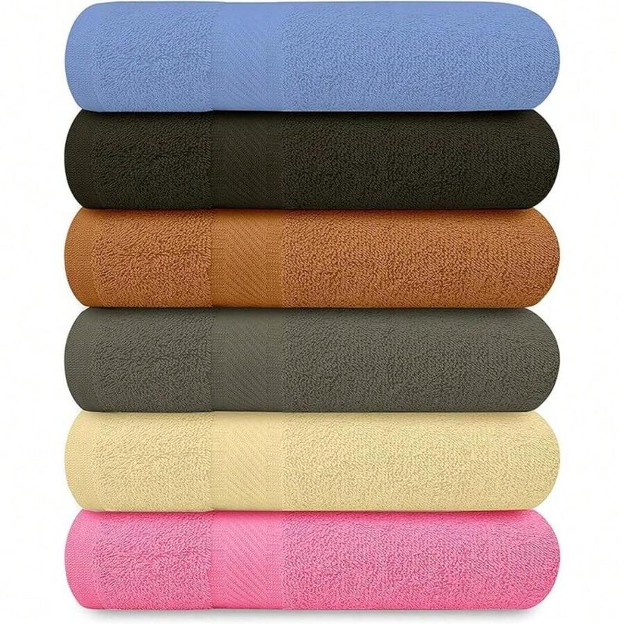 QUBALINENZ 100% Cotton Bath Towels-27x54inch - 6 Pack Shower Towels - Light Weight, Ultra Absorbent Towels For Bathroom (Multi Color) - Default - View 1